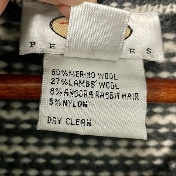 Talbots Gray White Stripe Wool Angora Rabbit Hair Cardigan - Picture 9 of 9